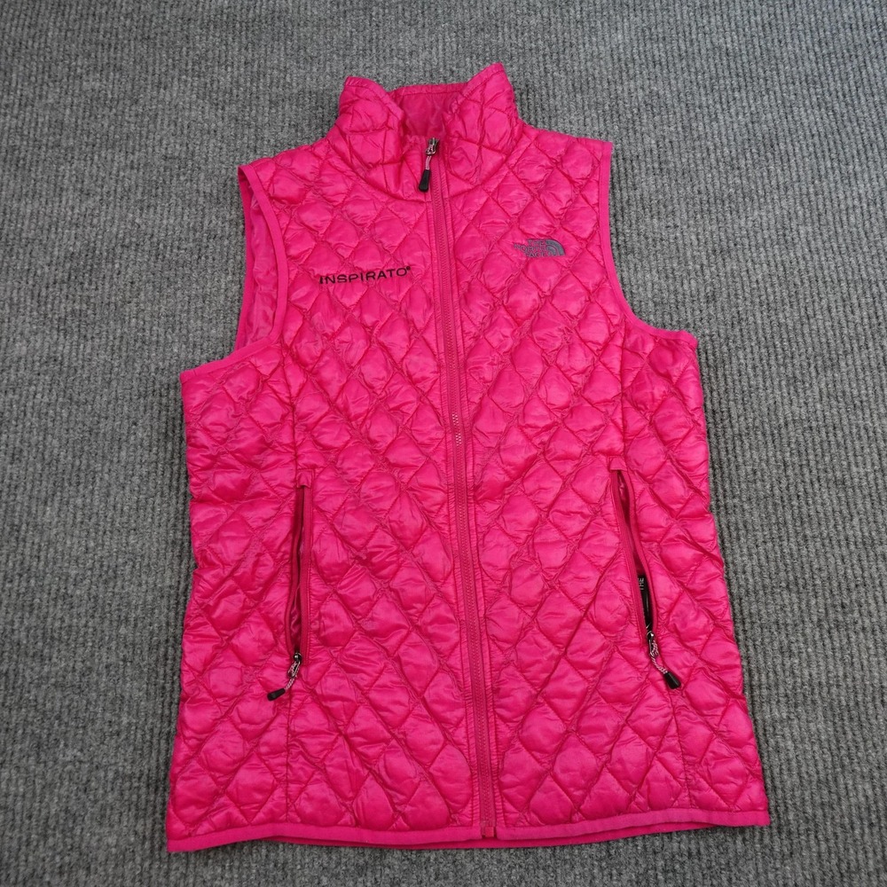 The North Face ThermoBall Vest Womens Small Pink Quilted Inspirato Logo Full Zip